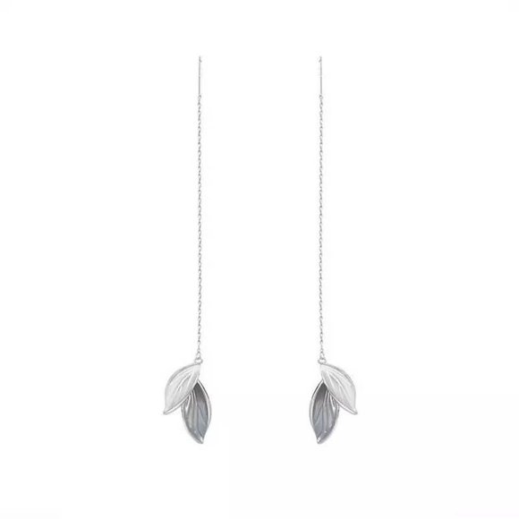 New Silver-Tone Leaf Threader Earrings (Version 18) - Picture 7 of 8